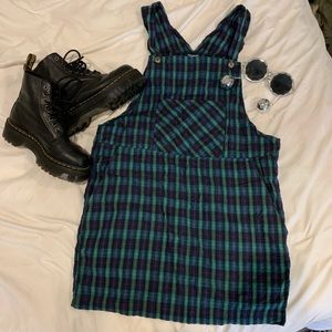 Vintage 90s grunge plaid jumper dress